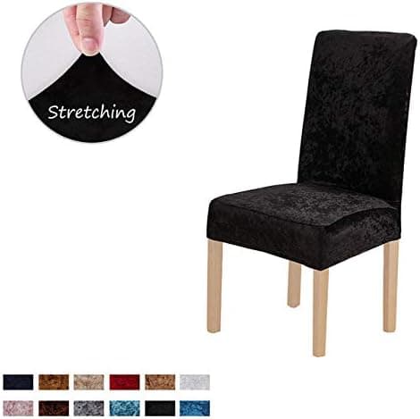 2 st tjocka sammetsstolsöverdrag matstolsöverdrag elastiskt stretchstolsöverdrag Black 2pcs