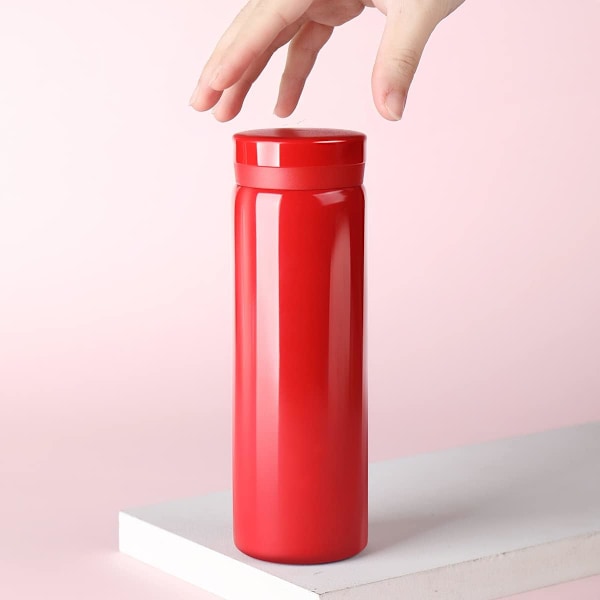 Liten Flaske, Søt Vannflaske, Vakuumisolert Flaske for Varm og Kald Drikke, Holder 12 timer Varm og 6 timer Kald (Rød, 200ml)