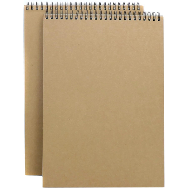 A4/A5 Skissbok, Ritbok, 60 Sidor (30 Ark) Skissblock Spiralbunden Hårdpärm Kraftpapper Porträtt, Konst Rittillbehör 2PC A4