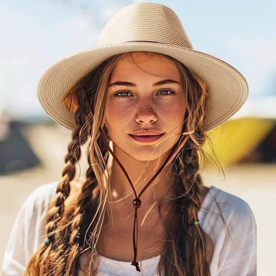 Kvinder Mænd Stråhat Panama Hat Sommer Bredskyggede Solhat Anti-UV til Strandrejser Solhat