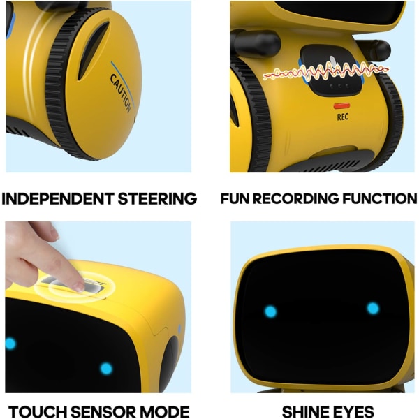 Kid Intelligent Robot Toys- Voice& Touch Control, Children Smart Robotic Toys for Girls, Recorder&Speak Like You yellow 3.9*3.7*5.1 inch