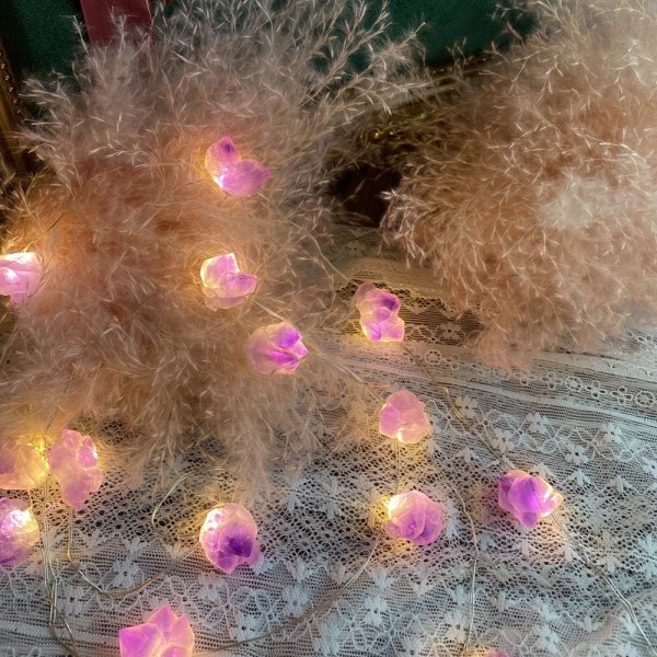 Ametist Kristall Dekorativa Ljus Söta Fairy String Lights 3Meter 30 Naturstenar med fjärrkontroll för Sovrum Hängande Ornament Reiki Party Decor