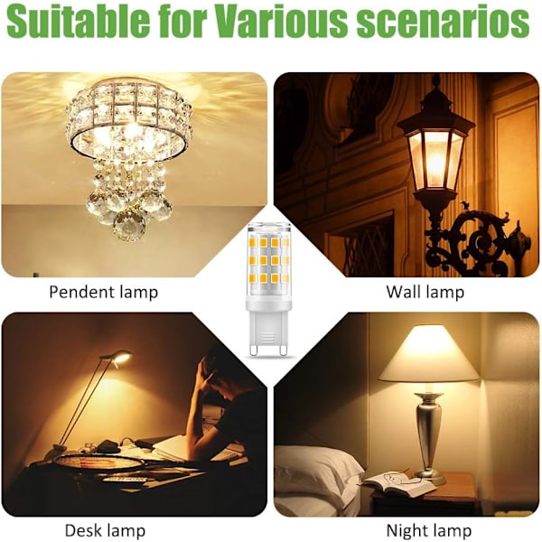 G9 LED-lampa, 3W motsvarande 30W G9 halogen, 300LM, varmvit 3000K, flimmerfri, AC 220V, ej dimbar, 10-pack [Energiklass F]