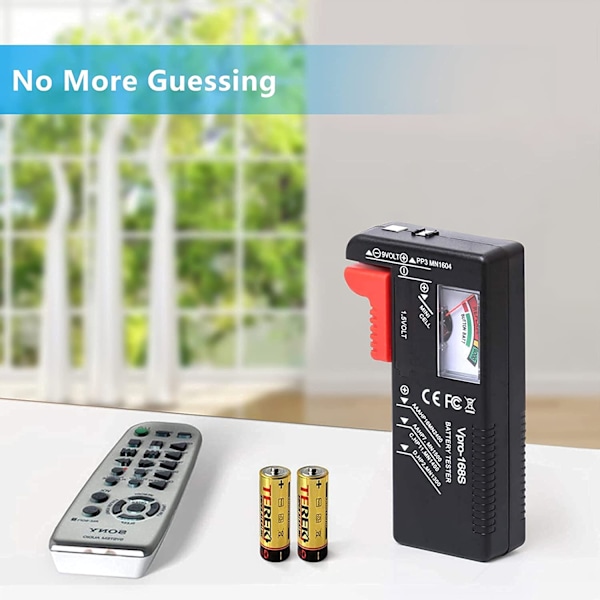 Universal batteritester, digital batteritester, til AA AAA CD 9V nøglebatterier 1,5V batterispændingstester