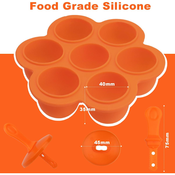 Ispindeforme til børn, Ispindeforme silikone, 7 hulrum Popsicleform med plastikpinde, Madfrysebakker