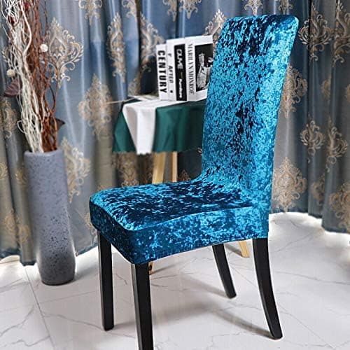 2 st tjocka sammetsstolsöverdrag matstolsöverdrag elastiskt stretchstolsöverdrag Peacock Blue 2pcs