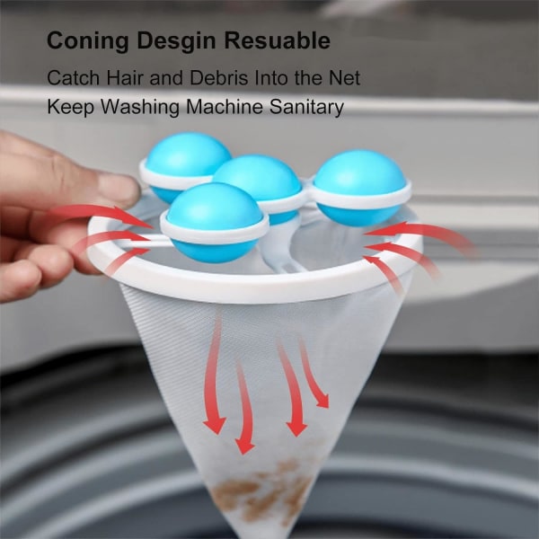 Filterpåse för tvättmaskin Luddfångare Djurhårfångare för tvätt Tålig 4-pack