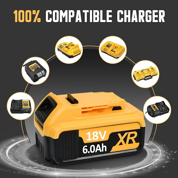 18V 6AH ersättningsbatteri för dewalt DCB184 DCB182 DCB180 DCB200 DCB184 batteri för elverktyg