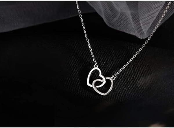 Sammenflettet Hjerte Sølv Vedhæng Halskæde Fin Uendelighed Evighed Kærlighed Choker Halskæder Sød Initial Hjerte Justerbar Kæde