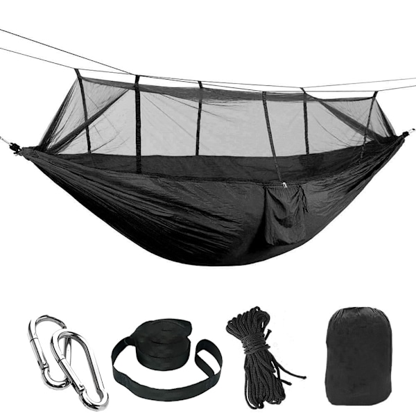 Ultralight hyttysverkko retkeilyriippumatto, hengittävä, nopea Black 260*140cm