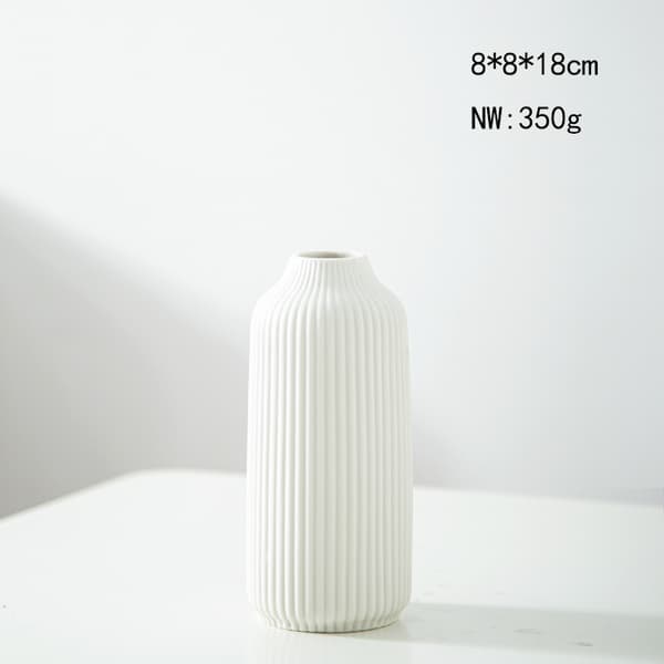Keramisk Vas i Nordisk Stil, Deko Vas för Boho Dekor, Matt Vas WHite-1