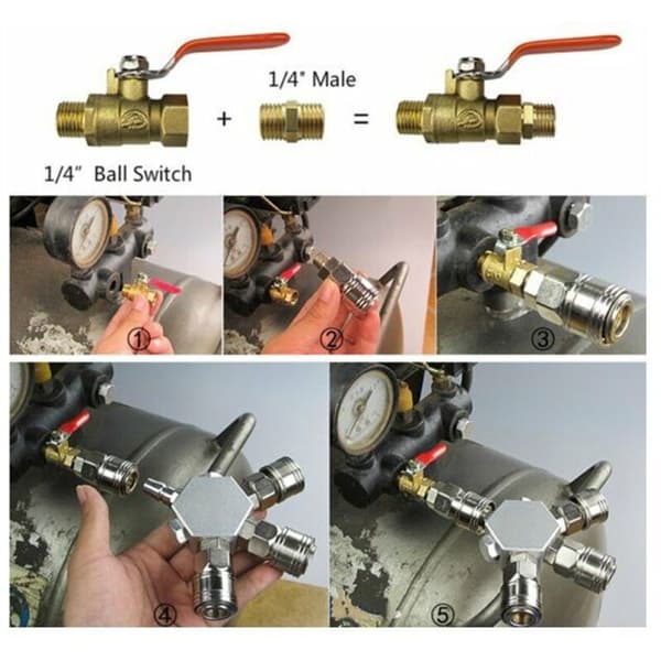 Y-Typ Tryckluftssplitter - Snabbkoppling - 3-vägs - Pneumatisk koppling - Snabbkoppling - 1/4 F-NPT