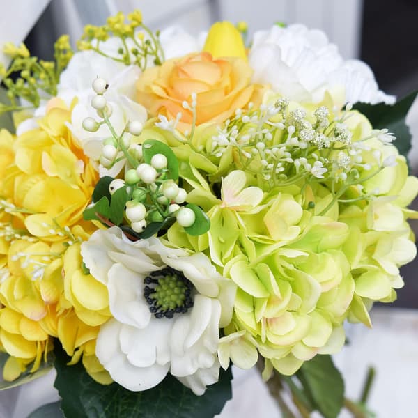 5-pack Konstgjorda Hydrangea Blommor i Silke, Blomsterarrangemang Dekoration 47cm green