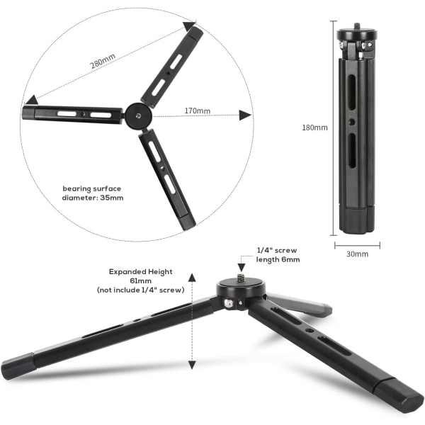 Alumiininen minijalusta, pöytäjalusta Zhiyun Smooth Q/4, Crane Plus/2, Ronin S/SC/RSC2, Gimbal-kahvan vakaajalle