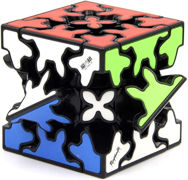 Gear Cube 3x3 Sileä 3D-palapeli jalustalla (musta)