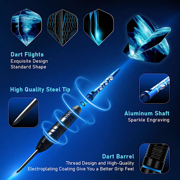 3-pack Stålspets Dartset Professionella Dart 22g (Röd)