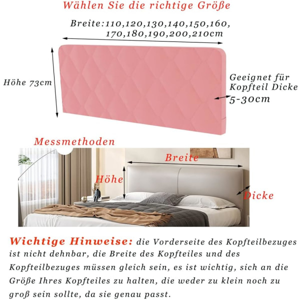 Hodegjerdetrekk, Hodegjerdebeskytter Dekorativt Trekk Soverom Fortykket Mykt Pakk Støvtett Trekk Stretch Slipcover, Kamel, 170cm(67inch)