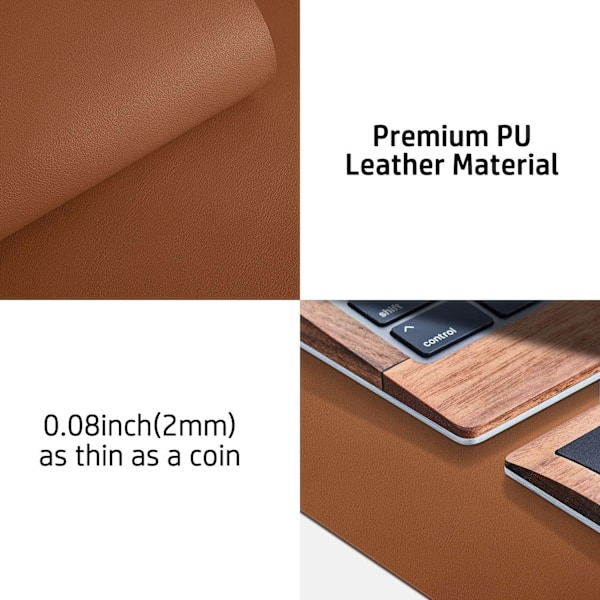 Læder skriveunderlag beskytter, skridsikkert PU læder skriveunderlag, bærbar computer skriveunderlag, vandtæt skriveunderlag til kontor og hjem Brown 31.5" x 15.7"