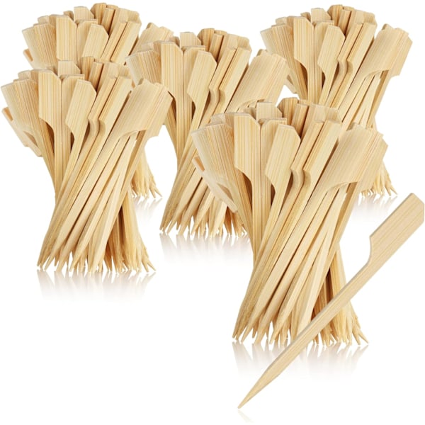 500x Bambu trägrillspett - tvåuddiga träspett - träspett - spett (500 stycken - 9cm med tänder)