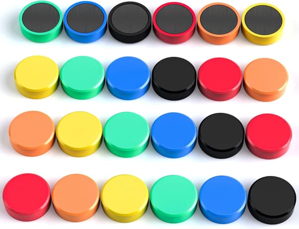 24-pack Kylskåpsmagneter, Vittavlamagneter, Färgglada Runda Magneter