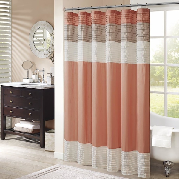 Bruseforhæng Faux Silke Pieced Stribet Moderne Mikrofiber Badeforhæng, 180CM*180CM style 5