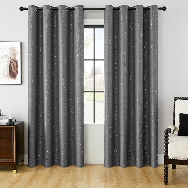 Lystetette gardiner, mørkleggingsgardiner med hemper, termiske gardiner dark grey 132*213cm