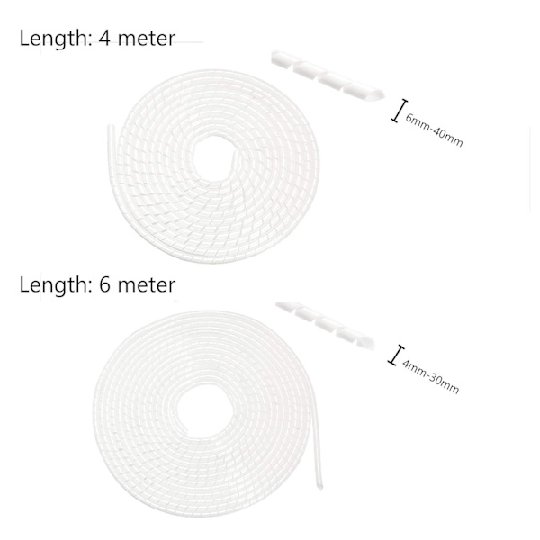 Universal spiral kabelrør, 3M, sort/hvit White 16mm