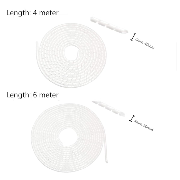 Universell spiralformad slang för kabeldragning, 3M, svart/vit White 16mm