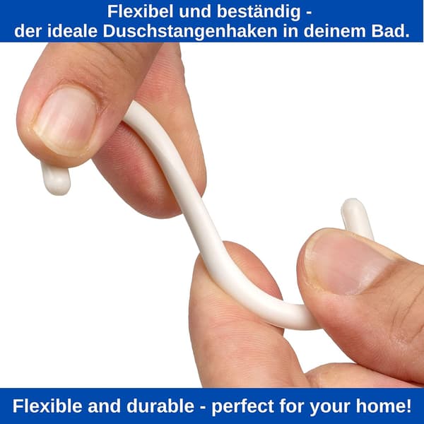 Vita Duschdraperiringar, 12-pack, Diameter 4,6 X 2,9 cm, För Duschdraperistänger, Tunga Duschdraperiringar i Plast, Duschdraperier