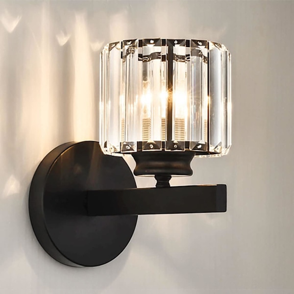 Retro Krystall Vegglampe, E27 Moderne Sort Krystall Vegglampe, Veggbelysning for Soverom Stue Korridor Style 1