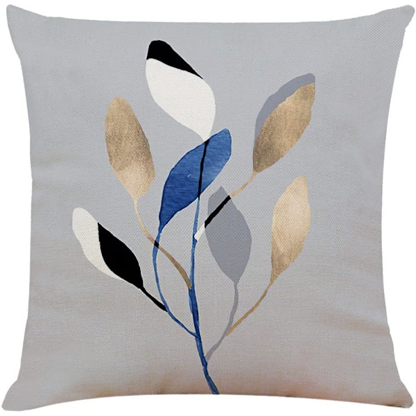 Bladkuddfodral 45cm x 45cm Set om 4 Grå Dekorativa Kuddfodral 18x18 tum Mjuk Polyester Kvadratiska Kuddfodral