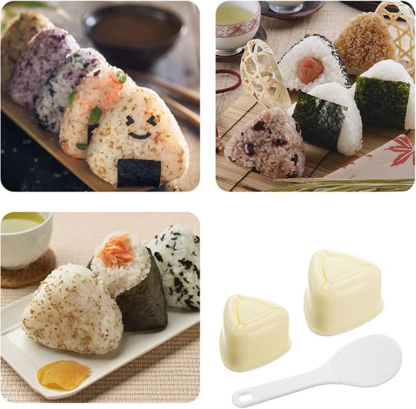 Onigiri Form, Triangel Sushi Form med Rissked Risboll Maker Form Tredelat Set, Non-Stick Risboll