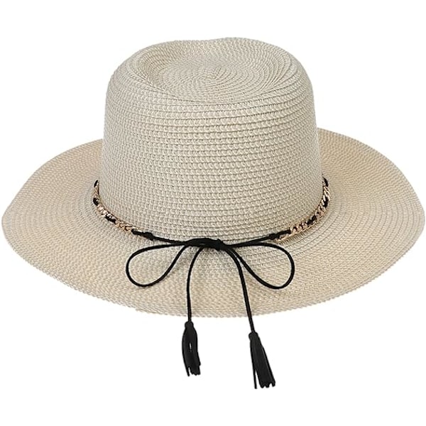 Hatter i Straw, Sommer Solhatt, Bred Bremm, Foldbar, Unisex, En Størrelse, Strandhatt C beige + milk white