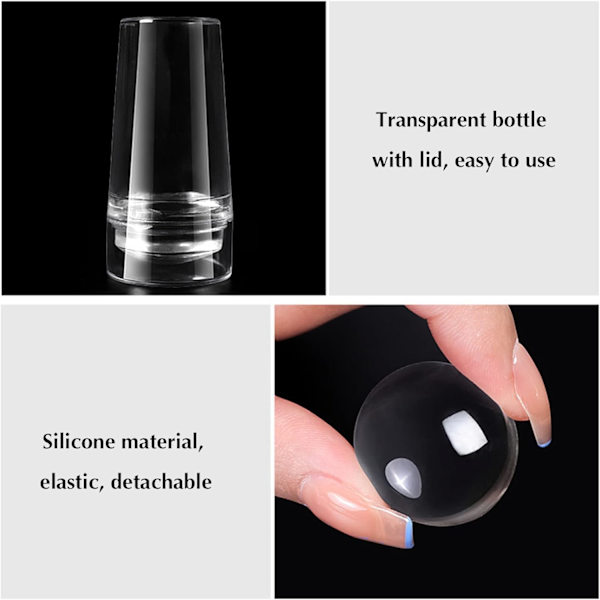 Klar silikon geléstempel, neglestempel med skrape, gjennomsiktig silikon neglestempel, fransk negledesign, manikyrverktøy stempel