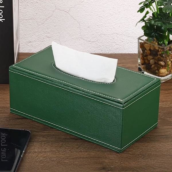 9,4x4,7x3,7 Vävnadsboxskydd, PVC Läder Rektangel Vattentät Servett Pappershandduk Dispenser Hållare för Bänkskiva Hemmakontor