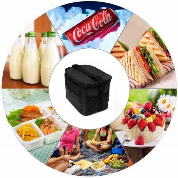 Isoleret taske, frokostpose 10L, køletaske måltidspose til frokost/arbejde/skole/strand/picnic, sort