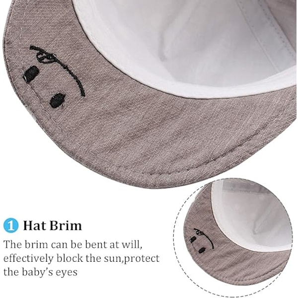 Summer Infant Baseballkeps Björnöron Småbarn Flickor Solhattar Vår Söt Bebismössa för Pojkar 6-24 Månader Gray