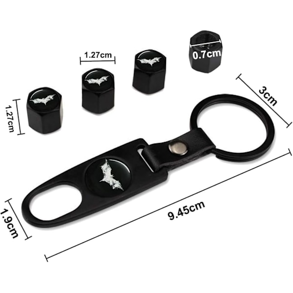 Däckventil Dammlock (4 st) med Nyckelring (1 st) Universal Däckventiler med Tätningsring