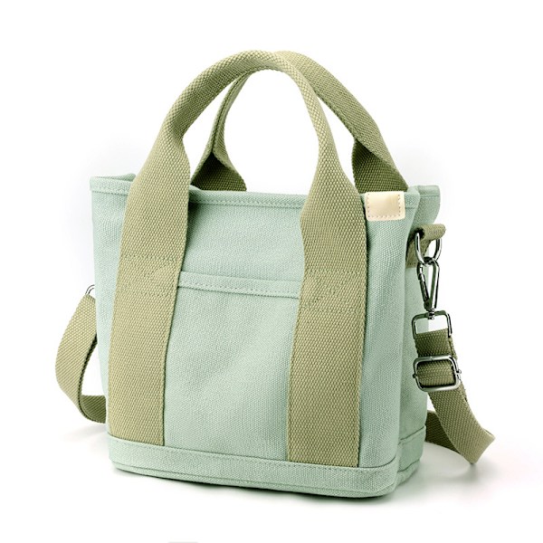 Canvas Tote Bag med Lommer for Kvinner, Skulderveske, Stor Kapasitet Skulderveske med Justerbar Stropp, for Shopping, Arbeid og Reise verde S