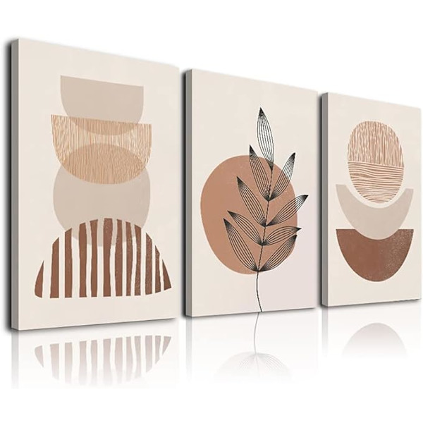 Minimalistisk Boho Væghængt Kunst Sæt af 3, Midtcentury Moderne Væghængt Kunst, Badeværelse, Kontor (12\"x16\")