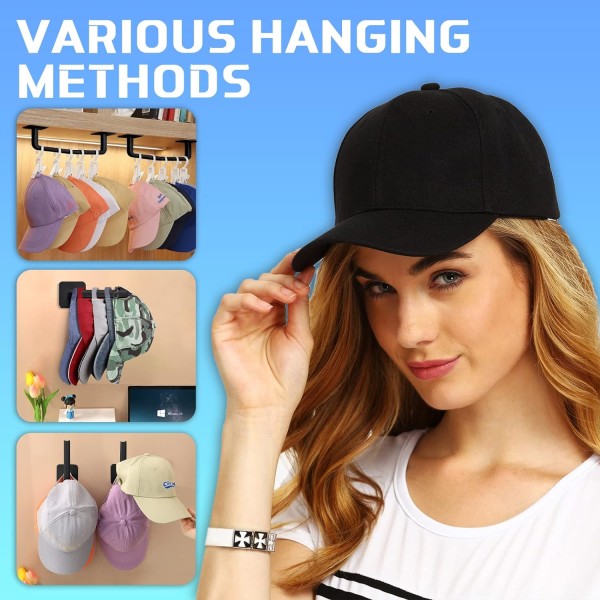 Hattstativ for vegg, hattorganisator (4-pakning), selvklebende hattekroker for vegg, ingen boring, hattehengere for skap, cowboyhatteholder
