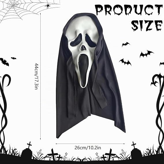1 st Scream Halloweenmask Unisex Skräckaccessoarer Läskig Mask