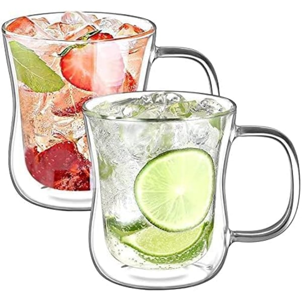 2x220ml Dubbelväggiga Kaffeglas Muggar Cappuccino Latte Macchiato Glas Koppar Borosilikat Hettbeständigt Glas Koppar