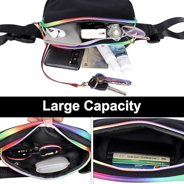 Midjeväska för kvinnor, Fanny Pack för damer Svart Trendig Midjeväska för Vandring Löpning Promenader black color