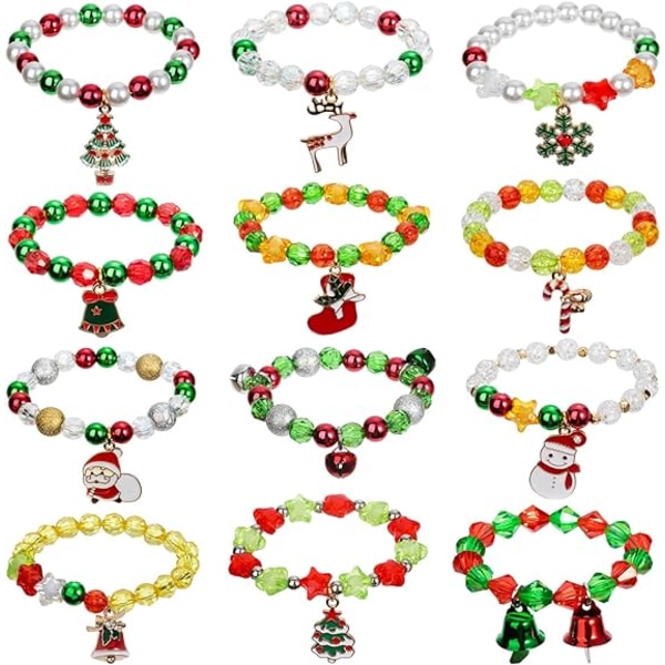 12 osaa helmillä koristellut säikeet set rannekorusarjat juhlapyhinä puku charmi rannekoru Set Syntymäpäivälahja tytöille, naisille
