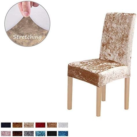 4 st tjocka sammetsstolar överdrag matstolar överdrag elastiskt stretch stolsöverdrag Champagne 4pcs