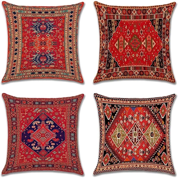 Bohemiska Örngott 45 x 45 cm Fyrkantiga Dekorativa Kuddfodral Exotiska Abstrakta Vintage Örngott Set om 4