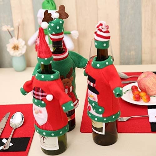 3-pack Julvinflaskskydd, Handgjorda Svenska Tomtar Vinflasksöverdrag Jultomte Flasksäckar Juldekoration Hem