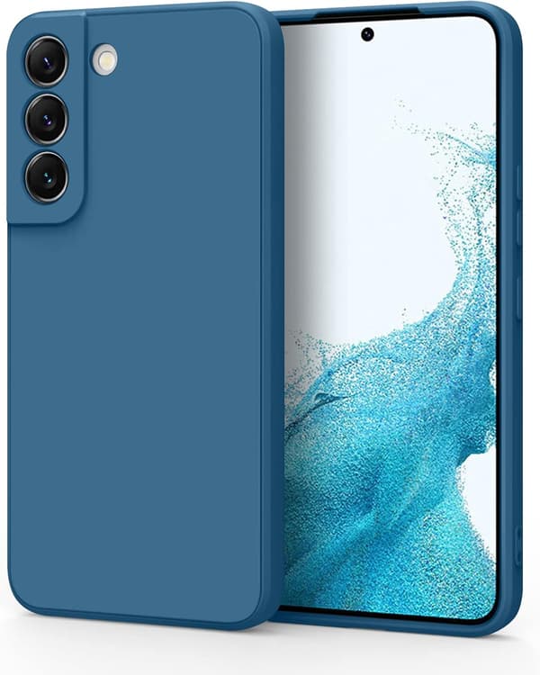 Samsung Galaxy S22 5G Flytande Silikon Mobilskal, Stötsäkert Stötfångarskydd med Mjukt Mikrofiberfoder Skyddande Pansarskal Blå