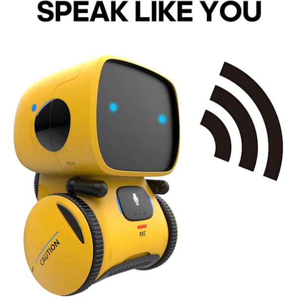 Kid Intelligent Robot Toys- Voice& Touch Control, Children Smart Robotic Toys for Girls, Recorder&Speak Like You yellow 3.9*3.7*5.1 inch